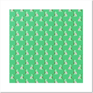 Green Dino Pattern Posters and Art